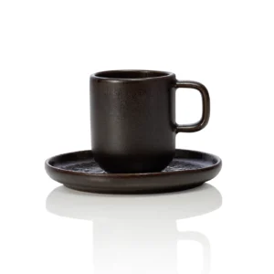 Комплект за еспресо и чинийка ONE METALLIC BROWN Ø5.5 x В6.5 см 90 мл метално кафяво — к-т 6 бр.