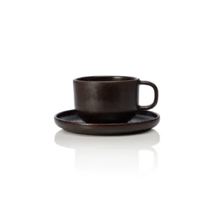 Комплект чаши и чинийки ONE METALLIC BROWN Ø8.5 x В6 см 220 мл метално кафяво — к-т 6 бр.